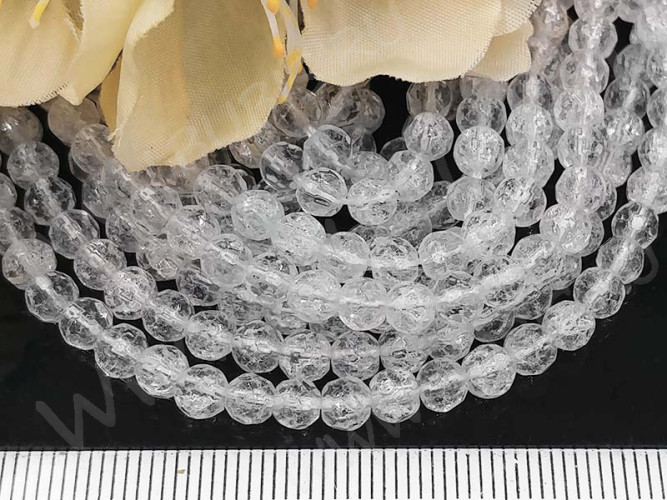 (ОПТ) Бусина округлая ГРАНЁНАЯ 4,5мм Ледяной кварц белый прозрачный (камни) (НИТЬ)