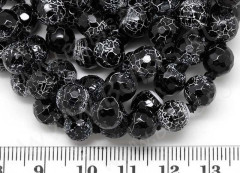 Бусина округлая ГРАНЁНАЯ 8мм Агат Африканский Змеиный чёрный (камни)