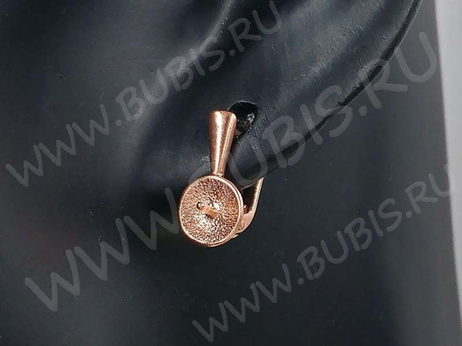 Швензы с английским замком №109 Тарелочки со штырьком 16*13*7мм розовое золото (Brass с позолотой) (1 пара)