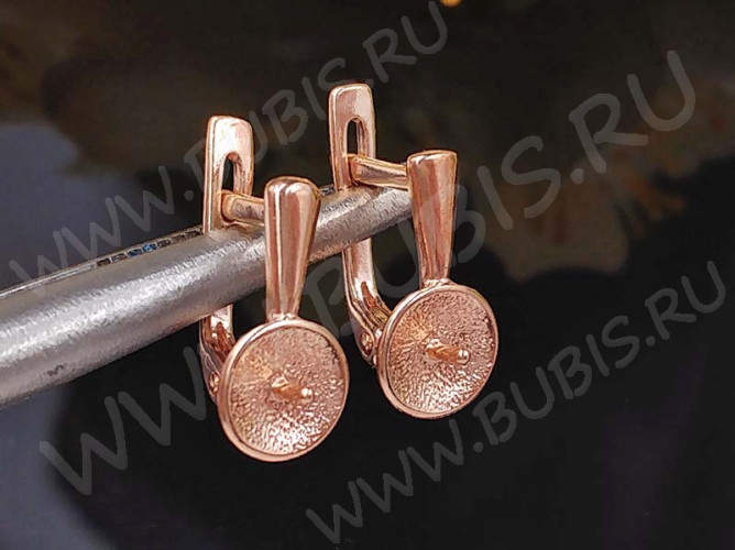 Швензы с английским замком №109 Тарелочки со штырьком 16*13*7мм розовое золото (Brass с позолотой) (1 пара)