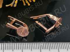 Швензы с английским замком №109 Тарелочки со штырьком 16*13*7мм розовое золото (Brass с позолотой) (1 пара)