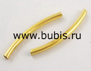 (СКИДКИ!!!) Трубочка металлическая 03 изогнутая 25*2мм золотистая (Brass) (10шт.)