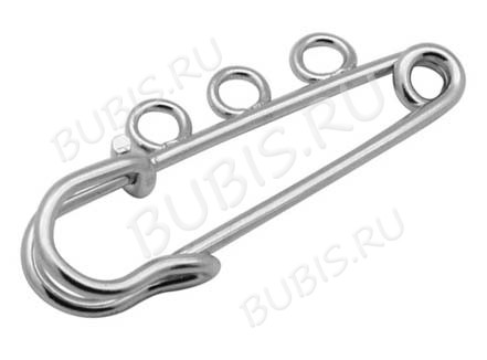 Основа (заготовка) для броши №26 булавка с 3-мя петельками кольцами 38*13,5*1,5мм цвет платины (Iron)