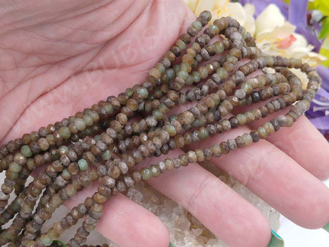 (ОПТ) Бусина каменная Рондель 36 ГРАНЁНЫЙ 4*4*2,5мм Яшмоагат (камни) (НИТЬ)