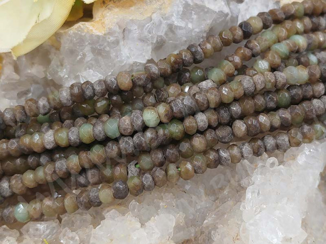 (ОПТ) Бусина каменная Рондель 36 ГРАНЁНЫЙ 4*4*2,5мм Яшмоагат (камни) (НИТЬ)