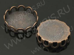 Подвеска-сеттинг Круг 07 коннектор (сеттинг 18мм) 19*19*3мм античная медь (Brass)