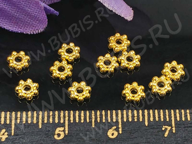 (СКИДКИ!!!) Рондели 038 Дейзи 4,5*4,5*1,8мм золотистые (литьё) (50шт.)
