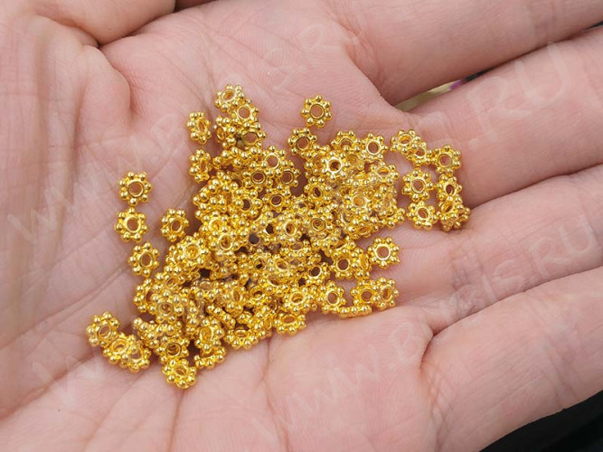 (СКИДКИ!!!) Рондели 038 Дейзи 4,5*4,5*1,8мм золотистые (литьё) (50шт.)