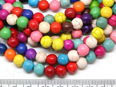 (ОПТ) Бусина округлая 8мм Бирюза МИКС синт. (камни) (НИТЬ)