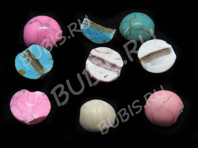 (ОПТ) Бусина округлая 8мм Бирюза МИКС синт. (камни) (НИТЬ)