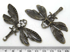 Подвеска Стрекоза 13 огромная со стразами 73*42,5*5мм античная бронза (литьё)