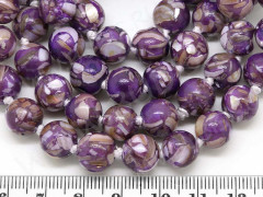 (ОПТ) Бусина округлая Мозаика 06 с перламутром 10мм лиловая (камни) (НИТЬ)