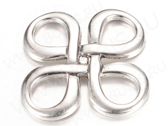 335 Коннектор рамка Узел бесконечности Большой 28*28*2,3мм античное серебро (литьё)