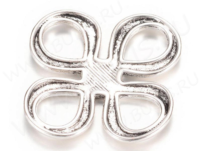 335 Коннектор рамка Узел бесконечности Большой 28*28*2,3мм античное серебро (литьё)