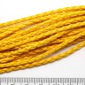 Купить Шнур кожаный 05 кожзам плетёный круглый 3мм жёлтый (1м) с доставкой по России