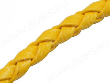 Шнур кожаный 05 кожзам плетёный круглый 3мм жёлтый (1м)