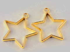 Подвеска Рамка 18 Звезда 35*33,5*3,5мм золотистая (литьё)