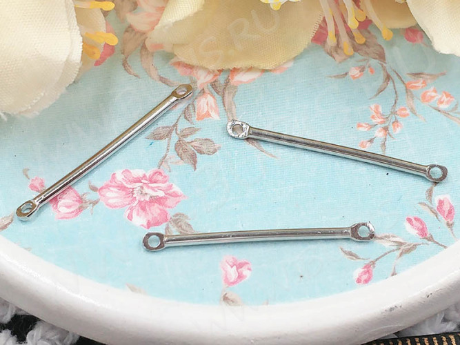 (СКИДКИ!!!) 345 Коннектор палочка прямая гладкая 25*2*1,1мм цвет платины (Iron) (50шт)