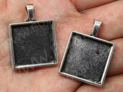 Подвеска-сеттинг Квадрат 01 (сеттинг 20*20мм) глубокий 32*23,5*5,5мм античное серебро (литьё)