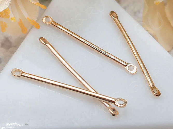 (СКИДКИ!!!) 357 Коннектор Палочка 1 к 1 25*1,2*1,2мм светлое розовое золото (Iron) (50шт.)