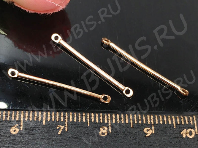 (СКИДКИ!!!) 357 Коннектор Палочка 1 к 1 25*1,2*1,2мм светлое розовое золото (Iron) (50шт.)