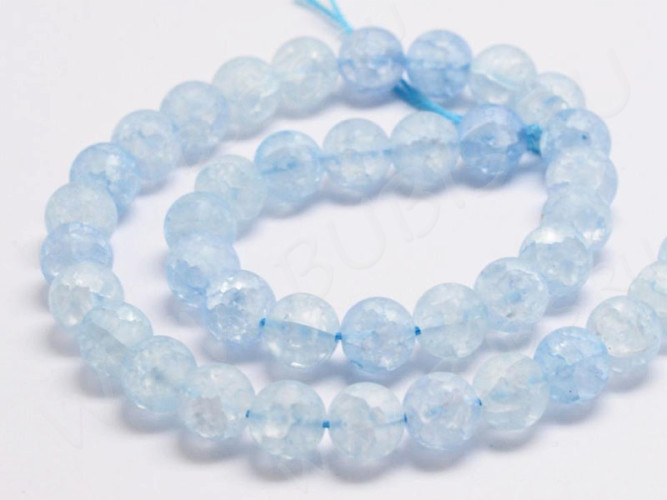 (ОПТ) Бусина округлая 8мм Кварц сахарный (имитация) голубой прозрачный матовый (стекло) (НИТЬ)