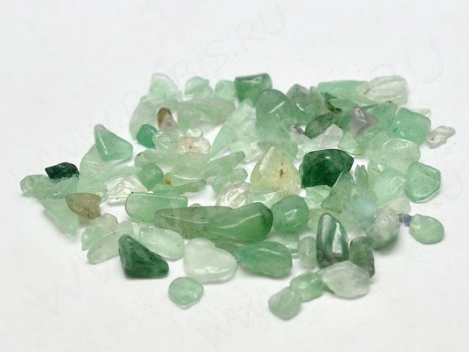 Наполнение для смолы и бутылочек 139 каменная крошка БЕЗ отверстий 2-8*2-4мм Авантюрин зелёный натуральный (декор)