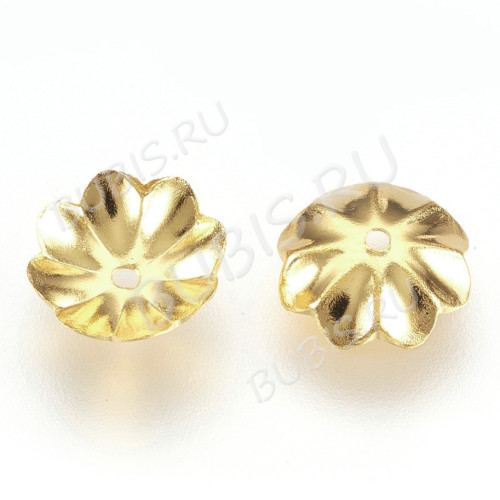 Шапочка тонкая 111 простая Цветочек 8*8*2мм золотистая (Хирургическая Сталь)