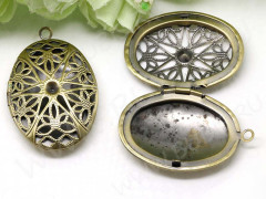 Подвеска Медальон 06 Овал ажурный 38,5*26*9,5мм античная бронза (Brass)