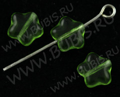 Бусина Звёздочка 01 8*8*3мм зелёная прозрачная (стекло) (10шт.)