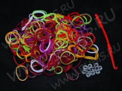 (РАСПРОДАЖА!!!) Набор для плетения браслетов 67 Loom Bands в пакете микс перламутровых прозрачно-непрозрачных (Loom Bands) (200 резинок)