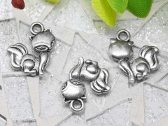 Подвеска Лиса 01 3D 15,5*13,5*2,5мм античное серебро (литьё)