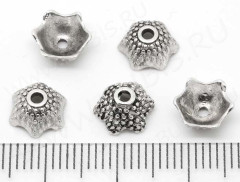087 Шапочка 8*8*4мм античное серебро (литьё)