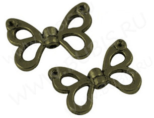 Бусина 185 Крылья 05 3D Бабочки 15*10*2,7мм античная бронза (литьё)