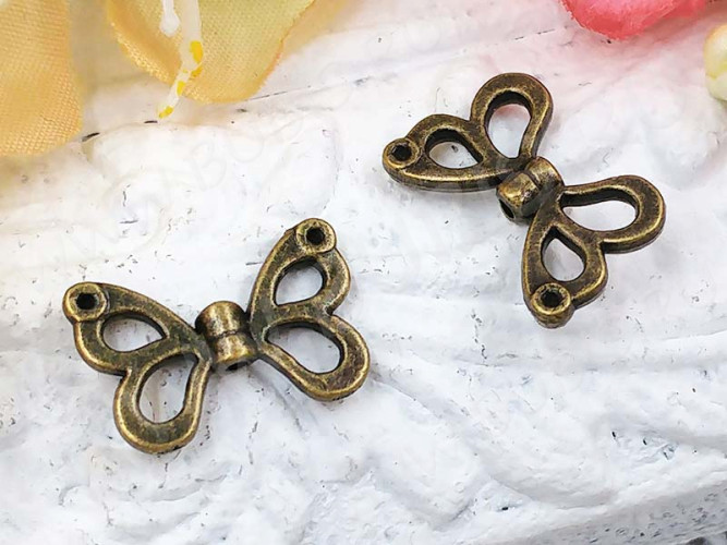 Бусина 185 Крылья 05 3D Бабочки 15*10*2,7мм античная бронза (литьё)