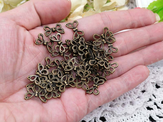 Бусина 185 Крылья 05 3D Бабочки 15*10*2,7мм античная бронза (литьё)