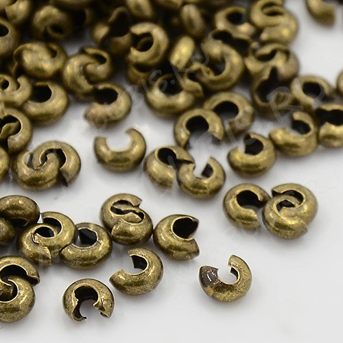 Обжимная бусина 05 маскировочная разъёмная покрывная 4*2,8мм античная бронза (Iron) (20шт.)