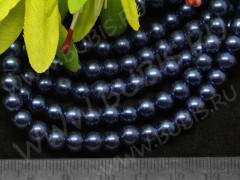 Бусина &quot;жемчуг&quot; 6мм синяя (стекло) (10шт.)