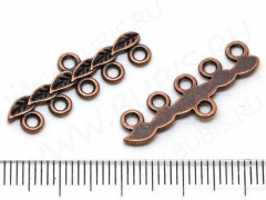 248 Коннектор на 5 нитей с листиками 27*9,3*1,5мм античная медь (литьё)