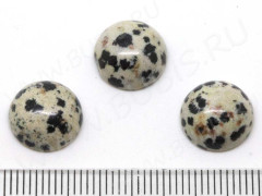 Кабошон каменный 035 Круг 12*12*5мм Яшма Далматин (камни)