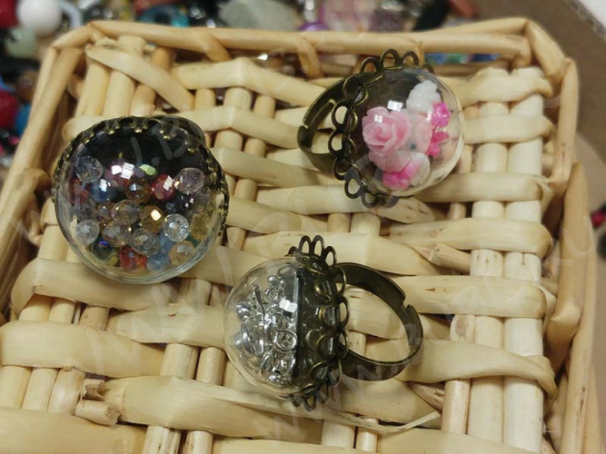 Основа (заготовка) для кольца 138 ажурная 17мм с круглым сеттингом 25мм античная бронза (Brass)