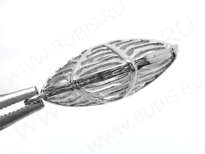 Подвеска Круг 17 3D ажурный Паутина 32*28,5*11,5мм цвет платины (Корея) (Brass)