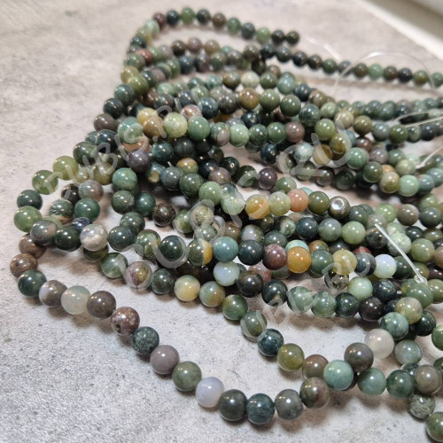 Бусина округлая 6мм Агат Индийский (камни) (НИТЬ)