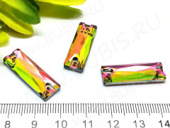 Декоративный элемент 075 Страз пришивной коннектор прямоугольный 27*9*4,5мм Хамелеон радужный (стекло)