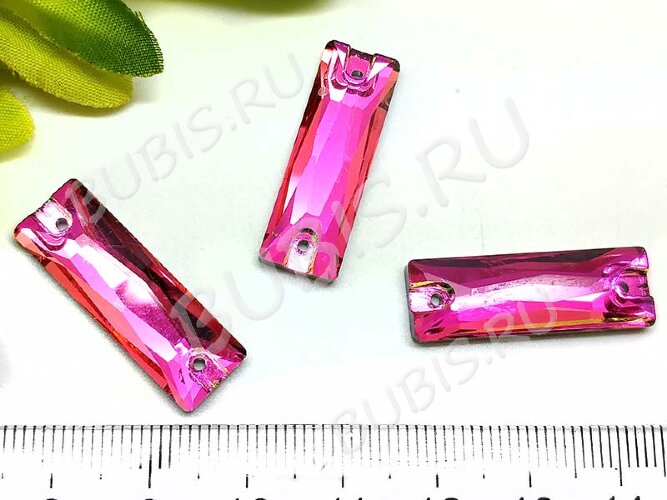 Декоративный элемент 075 Страз пришивной коннектор прямоугольный 27*9*4,5мм Хамелеон радужный (стекло)