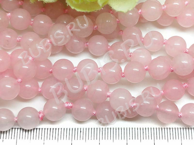 (СКИДКИ!!!) Бусина округлая 8мм ГЛАДКАЯ Розовый кварц натуральный (камни) (10шт.)
