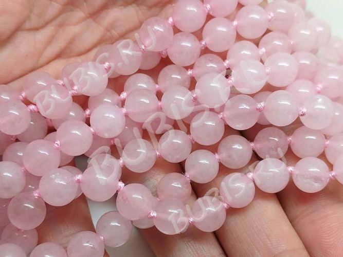 (СКИДКИ!!!) Бусина округлая 8мм ГЛАДКАЯ Розовый кварц натуральный (камни) (10шт.)