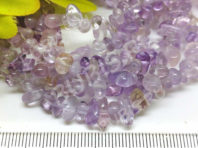 Крошка (галтовка) каменная 134 4-8мм Аметрин натуральный (камни) (нить 40см)