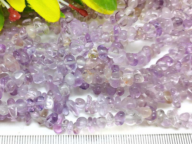 Крошка (галтовка) каменная 134 4-8мм Аметрин натуральный (камни) (нить 40см)