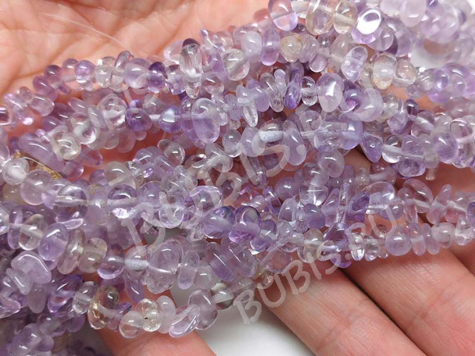 Крошка (галтовка) каменная 134 4-8мм Аметрин натуральный (камни) (нить 40см)